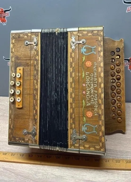 Small Wooden Accordion. Working.