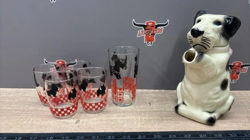 8” Ceramic Terrier Tea Pot & Scottie Dog Drinking