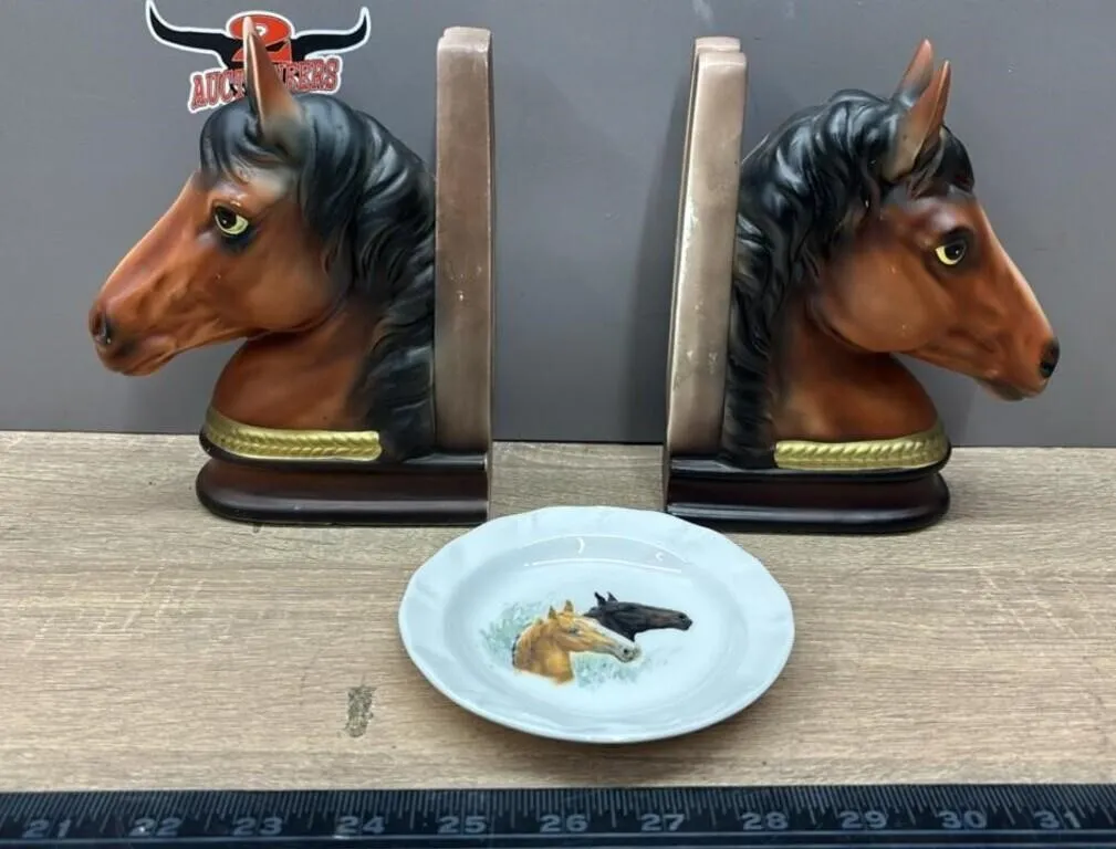 Vintage Ceramic Horse Book Ends, Japan & Eleanor
