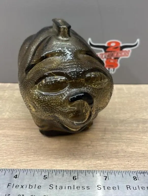 Small Glass Textured Coin Bank. *SC