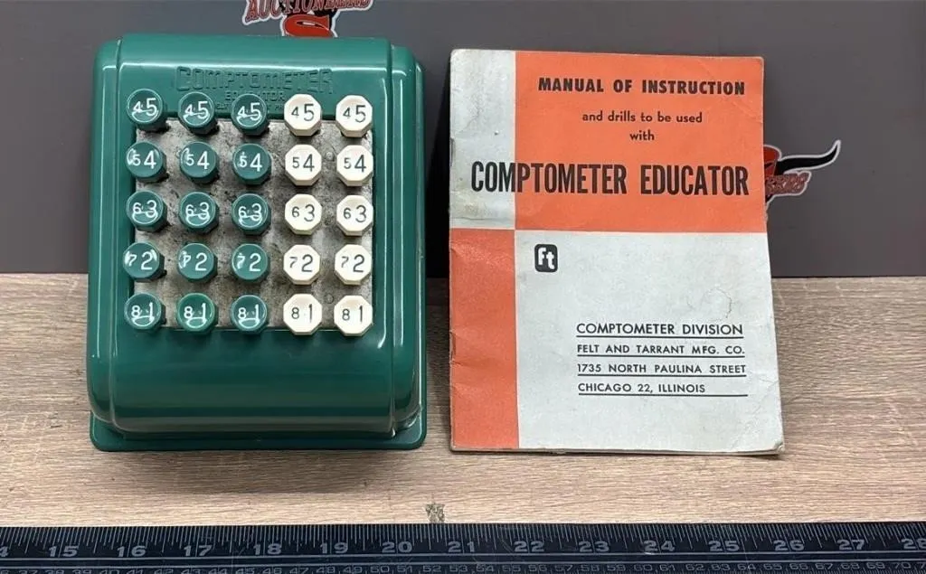 Comptometer Educator Machine w/Manual.