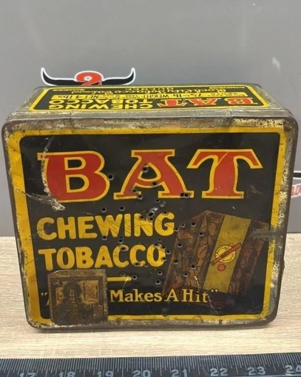 BAT Chewing Tabacco Tin. Holes Shown.