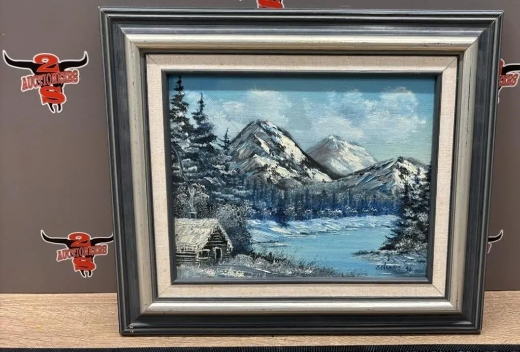 Painted Canvas Signed by J. Glennie 14”x12”.