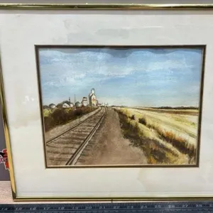 Framed Watercolour Art Sign By C. Jones 16”x13”.