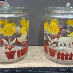 Vintage 5.5” Anchor Hocking Glass Cookie Jars.