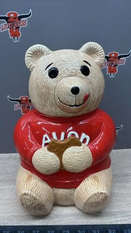 11” Ceramic Avon Teddy Bear Cookie Jar.