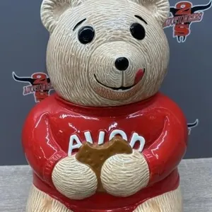 11” Ceramic Avon Teddy Bear Cookie Jar.