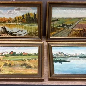 4 Canvas Paintings Signed By M. Wandler