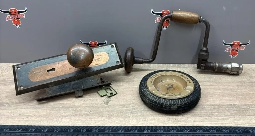 Vintage Door Knob Set, Tire Ashtray, Etc.
