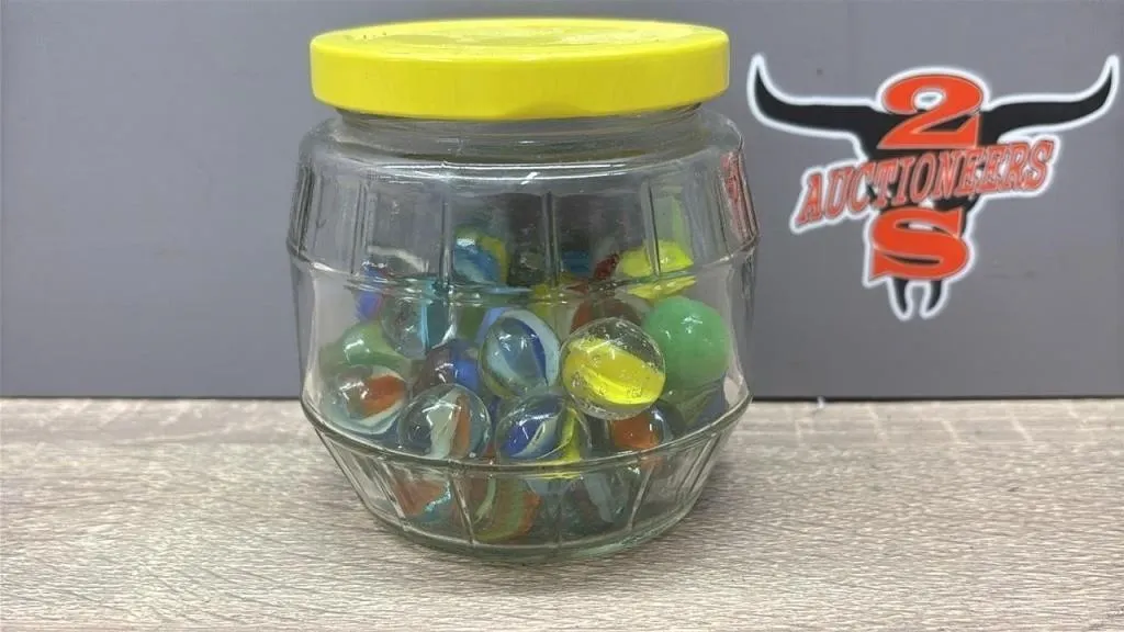 3.5” Relish Jar w/Marbles.