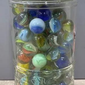 6” Glass Jar w/Marbles.