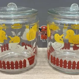 Vintage 5.5” Anchor Hocking Glass Cookie Jars.