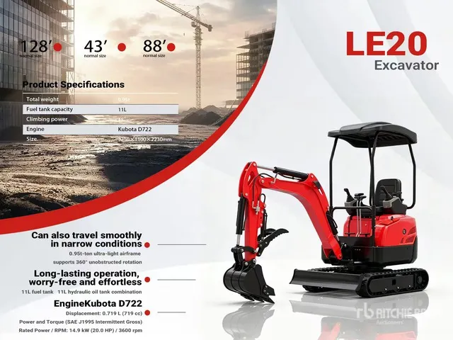 2026 LE20(HLO20)-RED Kubota Diesel Mini Excavator (Unused)