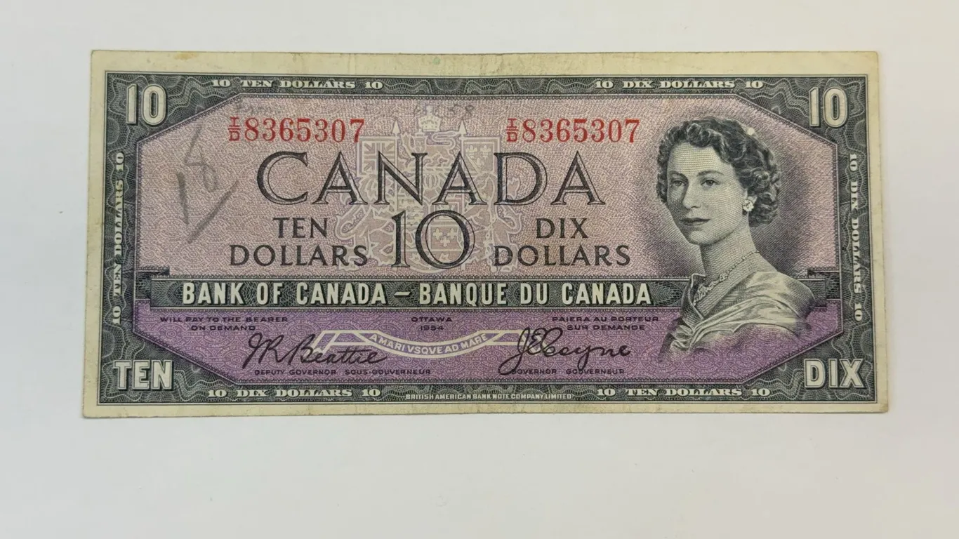 1954 Canada $10 Note "Devil's Face"