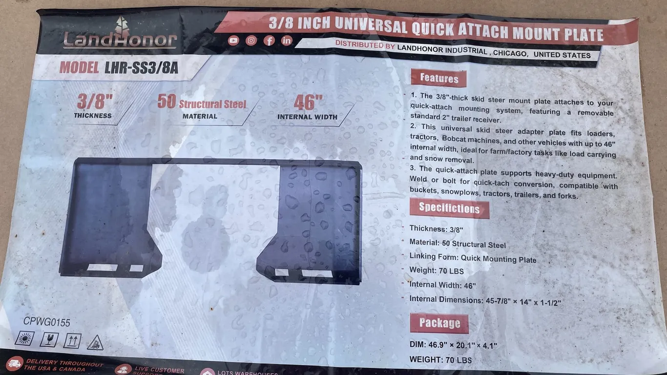 LandHonor 3/8" Thick Quick Attach Cut Out Mounting Plate