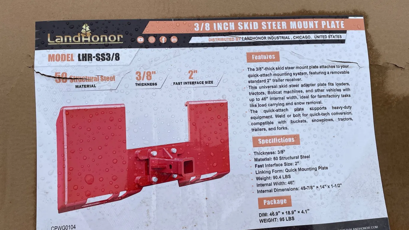 LandHonor 3/8" Thick Universal Mounting Plate with 2" Hitch Receiver