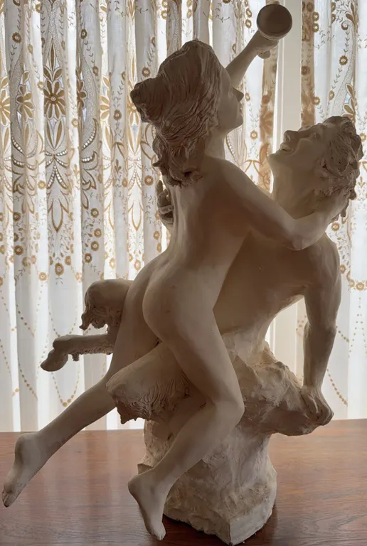 Terracotta Figurative Sculpture of Satyr and Bacchante