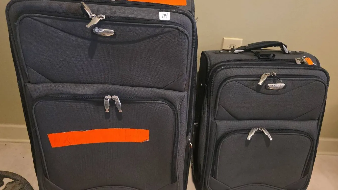 Tracker Fabric Rolling Luggage Set, 2 Pieces with Orange Markings