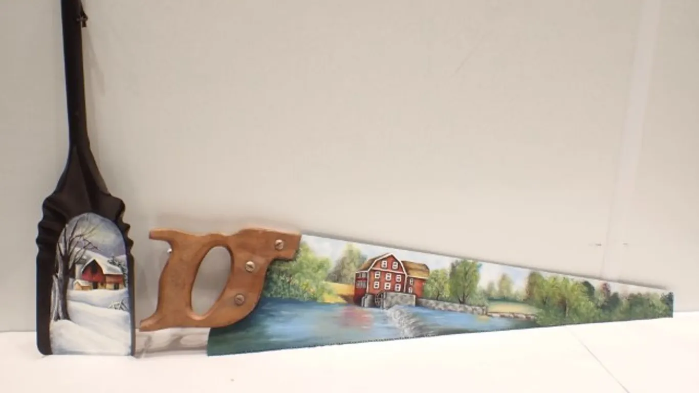 Signed Hand-Painted Folk Art Tools