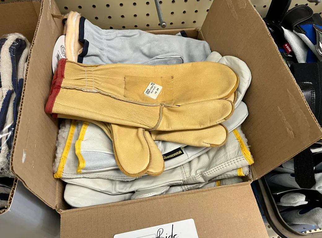 Box of Assorted Leather Mitts
