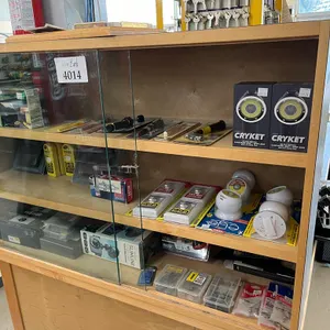 Wooden Display Case with Assorted Contents