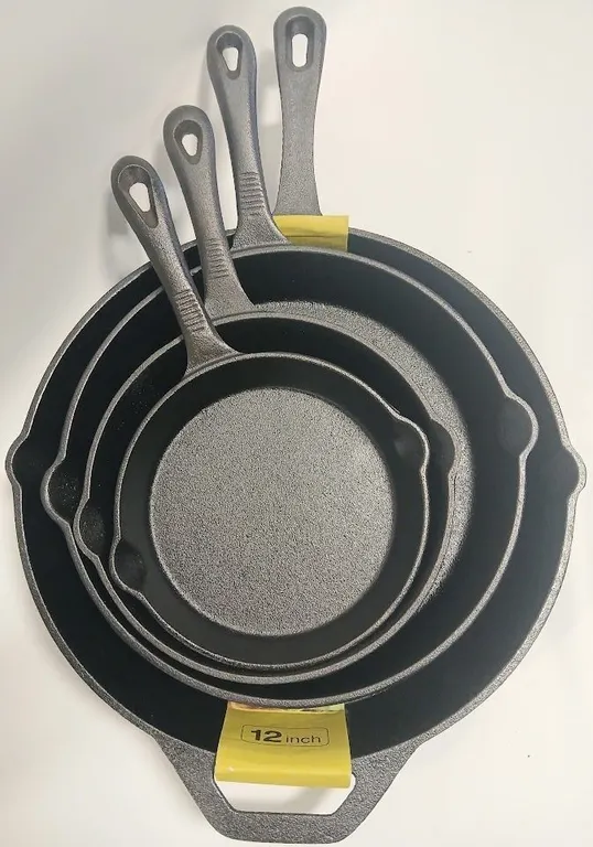 NEW 4 PIECE CAST IRON PAN SET - FOUR SIZES