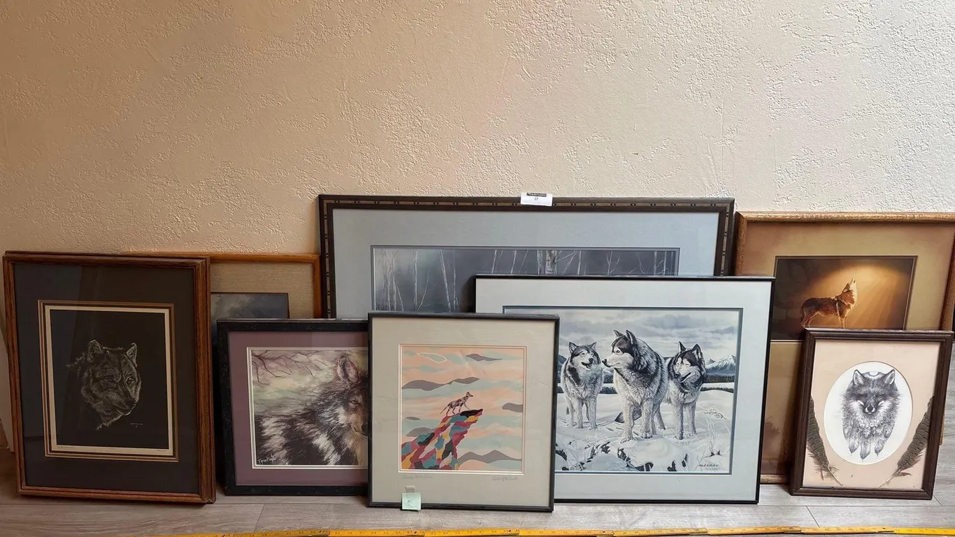 ASSORTMENT OF FRAMED WOLF ARTWORK