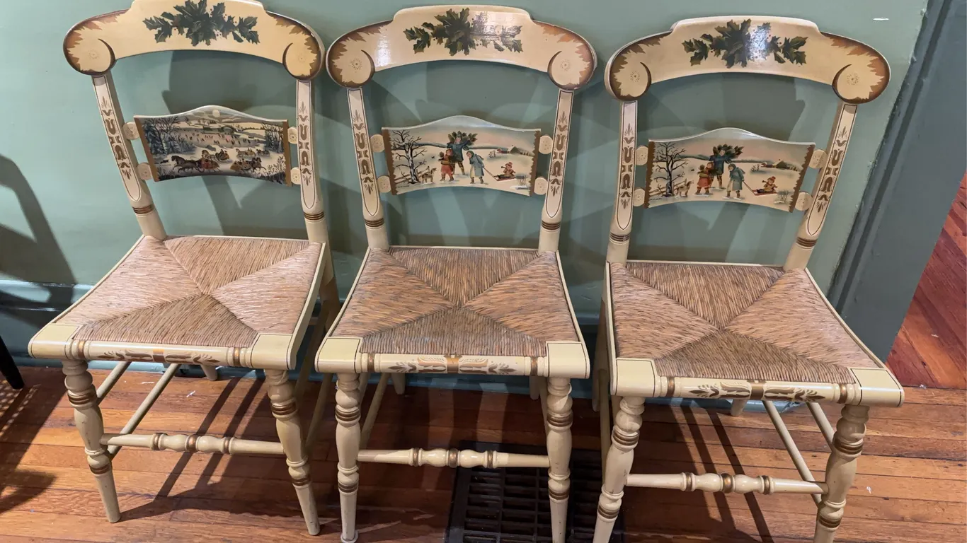Winter Painted Back Wooden Chairs