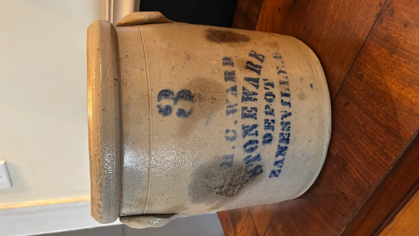 3 Gallon Crock Zanesville HC Ward Stoneware Depot