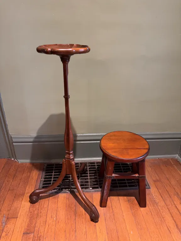 Wooden Stand And Wooden Foot Stool