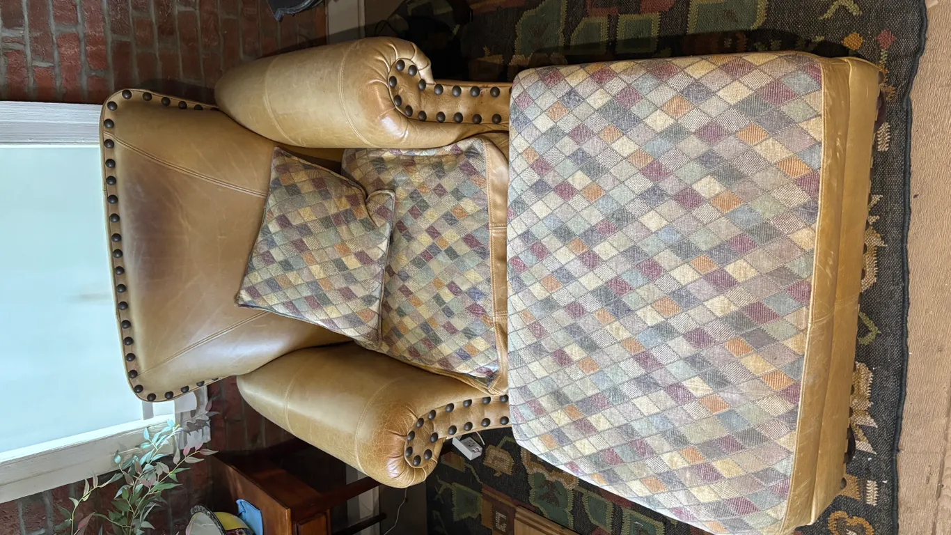 Leather Seat and Foot Stool