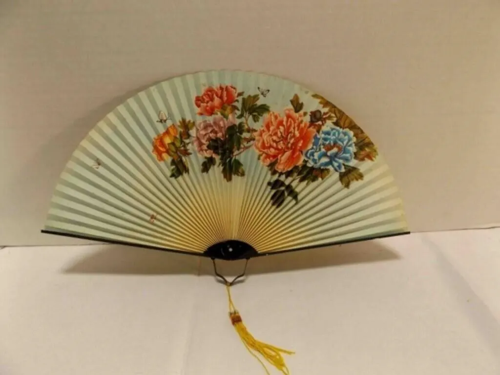 Classic Floral Chinese Hand Fan - Unmarked Maker