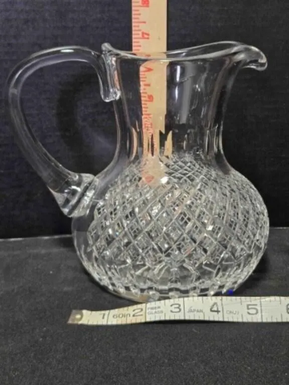 Clear cut glass pitcher, 6"