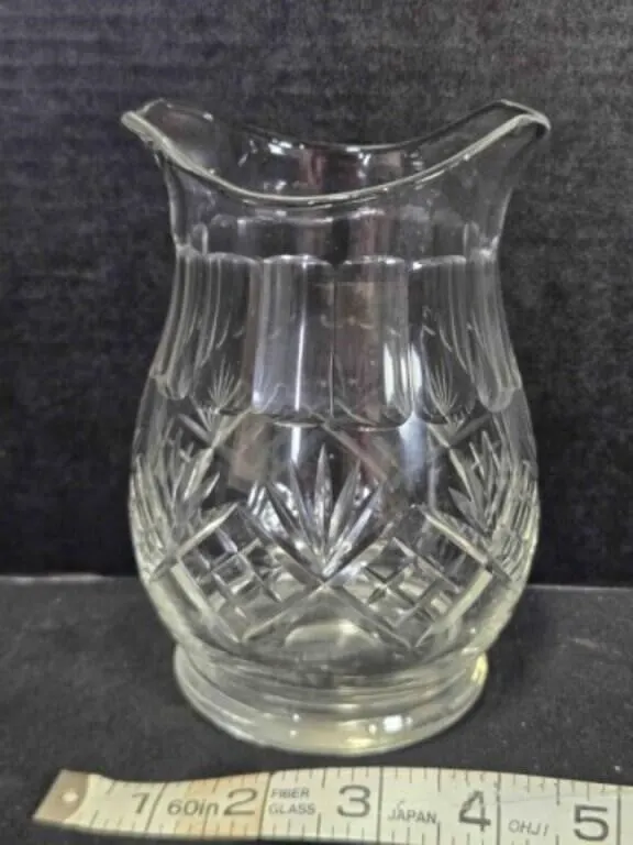 Crystal pitcher w/fan & diamond cut patterns