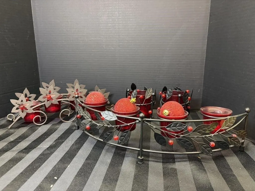 Red Glass Candle Holders
