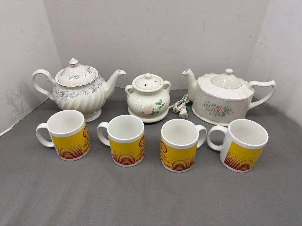 2 Teapots 6" , Shell Mugs , WaxWarmer
