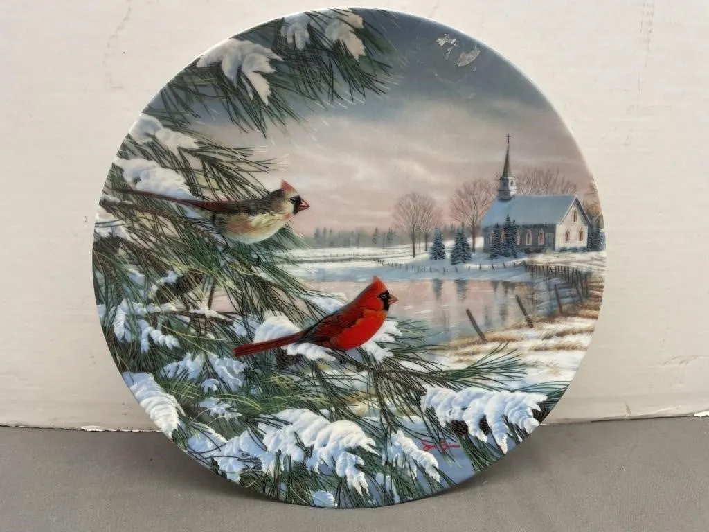 Cardinals in Winter collector plate by Sam Timm.