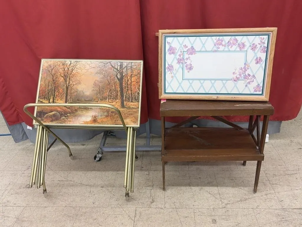 Lap Table, TV Table Set & small wooden shelf
