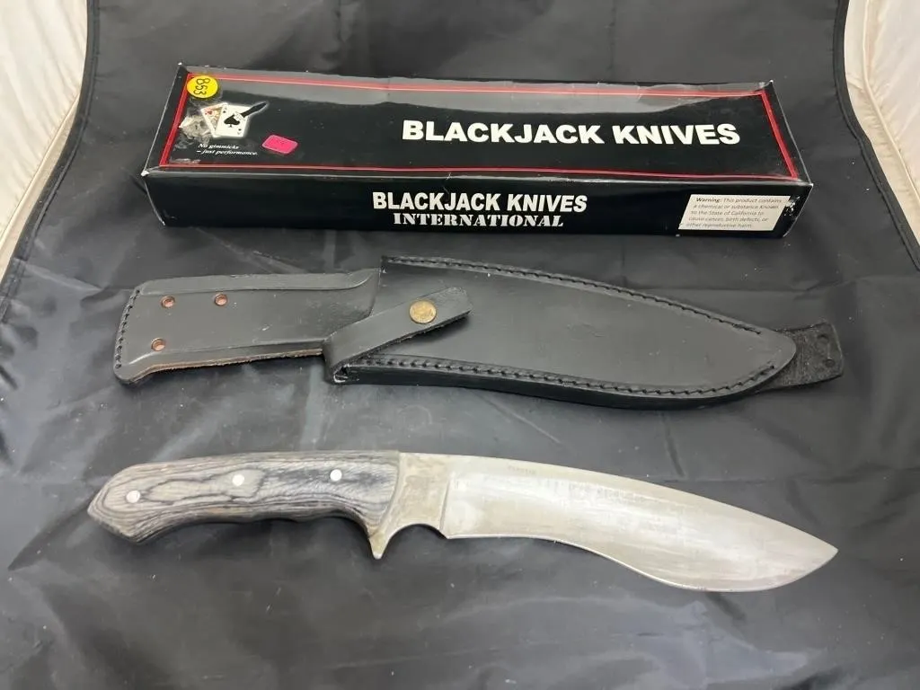 Blackjack Knives Fixed Blade Knive w/Leather Sheat