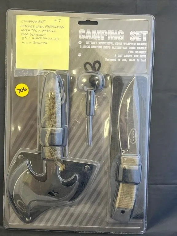 Camping Set - Hatchet w/Cord Handle - Fire Starter
