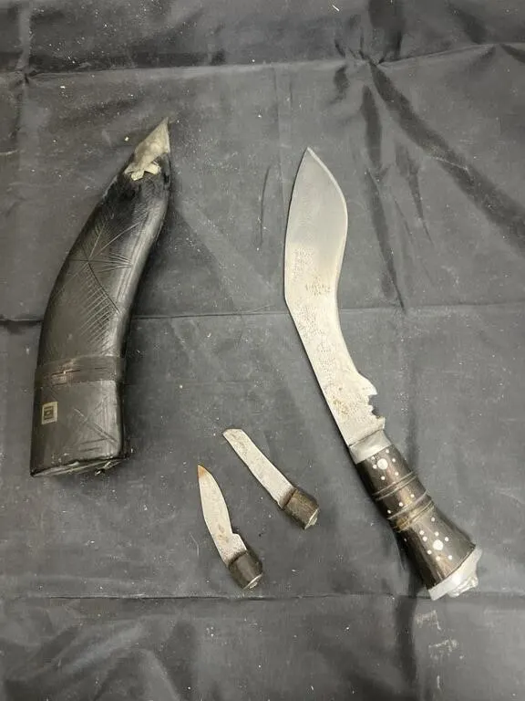 Curved Blade Knife Set from India w/Sheath