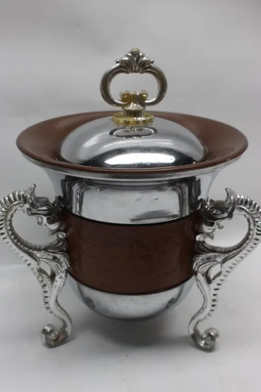 Silver-Plate Lidded Ice Bucket with Serpent