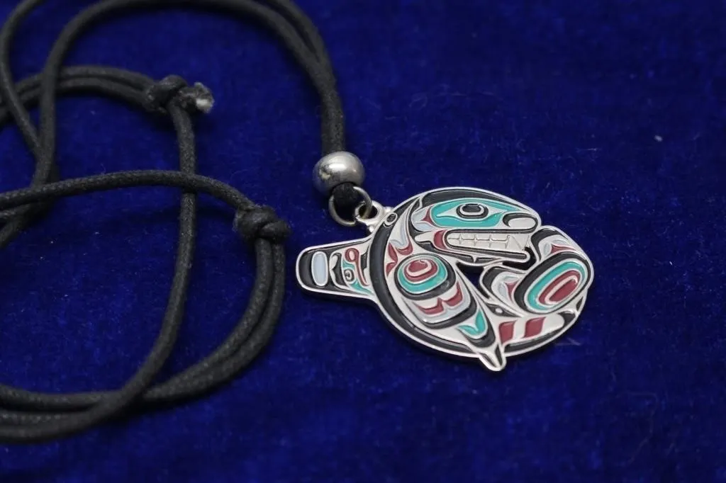 Silver-Tone Orca Pendant Necklace by Joe Wilson