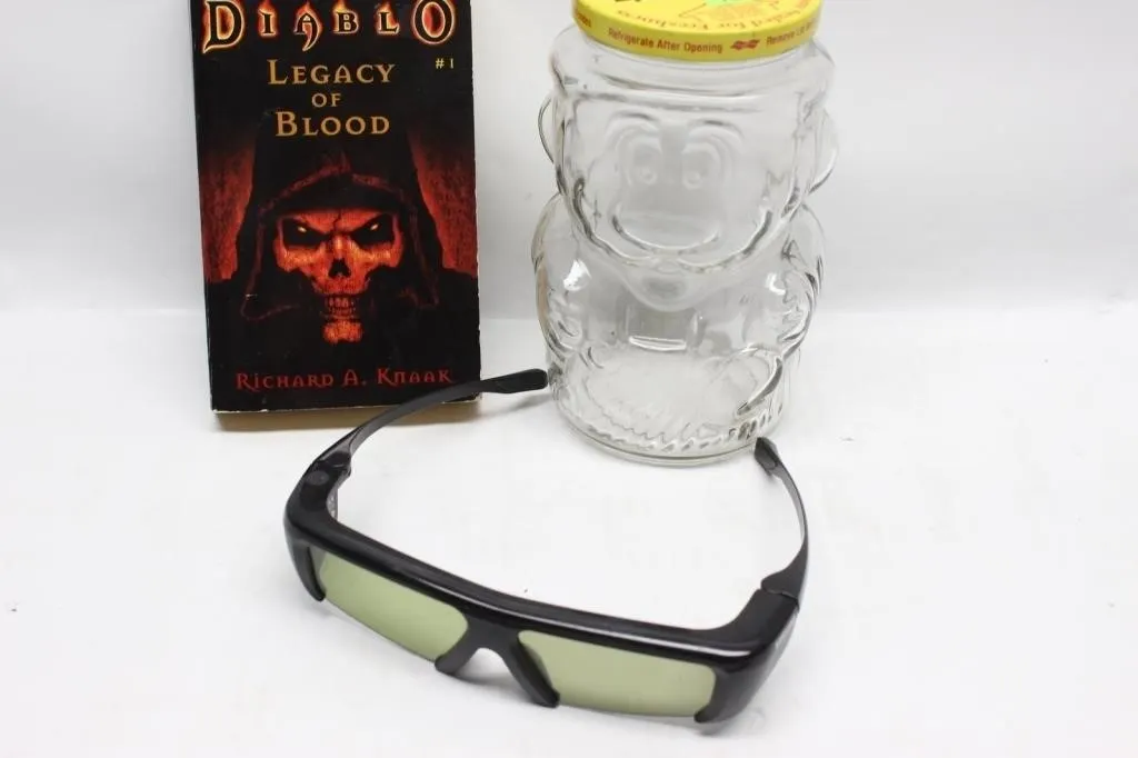 Samsung 3D Glasses, Diablo Book, Cheez Whiz Bear