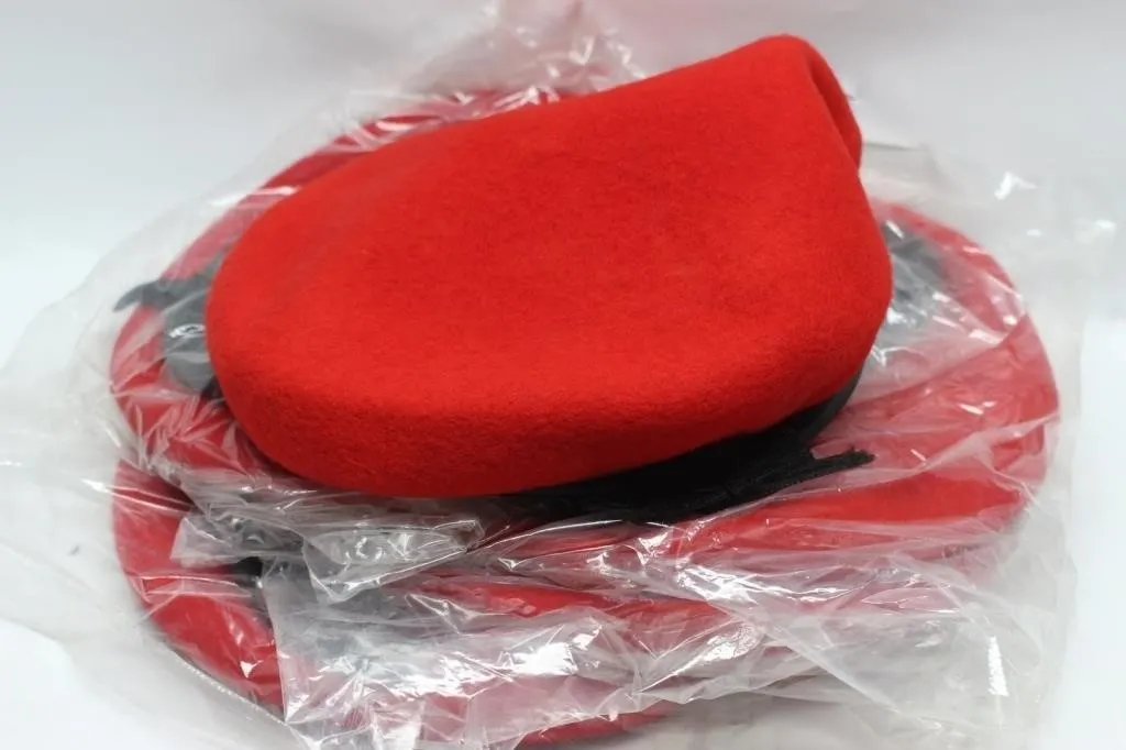 Red Wool Military-Style Beret Caps