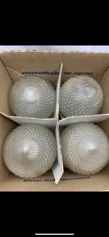 Vintage Diamond-Cut Glass Globe Light Shades, Set