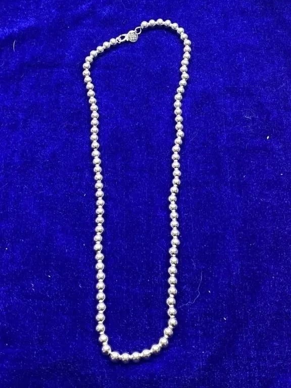 925 Sterling Silver Beaded Necklace 20in L 19.5g