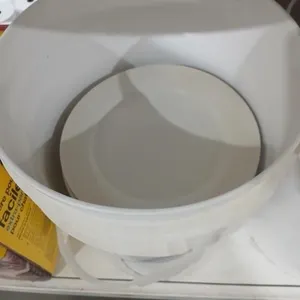 Pail w/ 18 White Restaurant plates