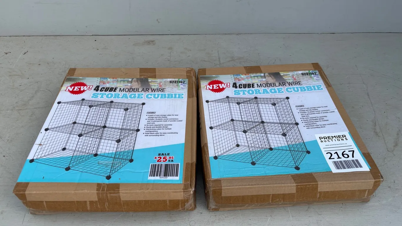 (2) Unused 4-Cube Modular Wire Storage Cubbie