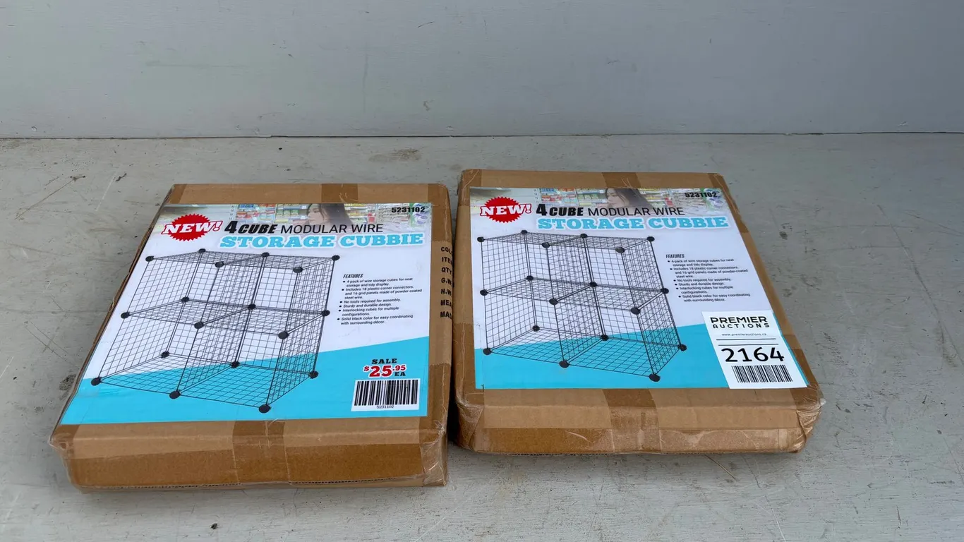(2) Unused 4-Cube Modular Wire Storage Cubbie